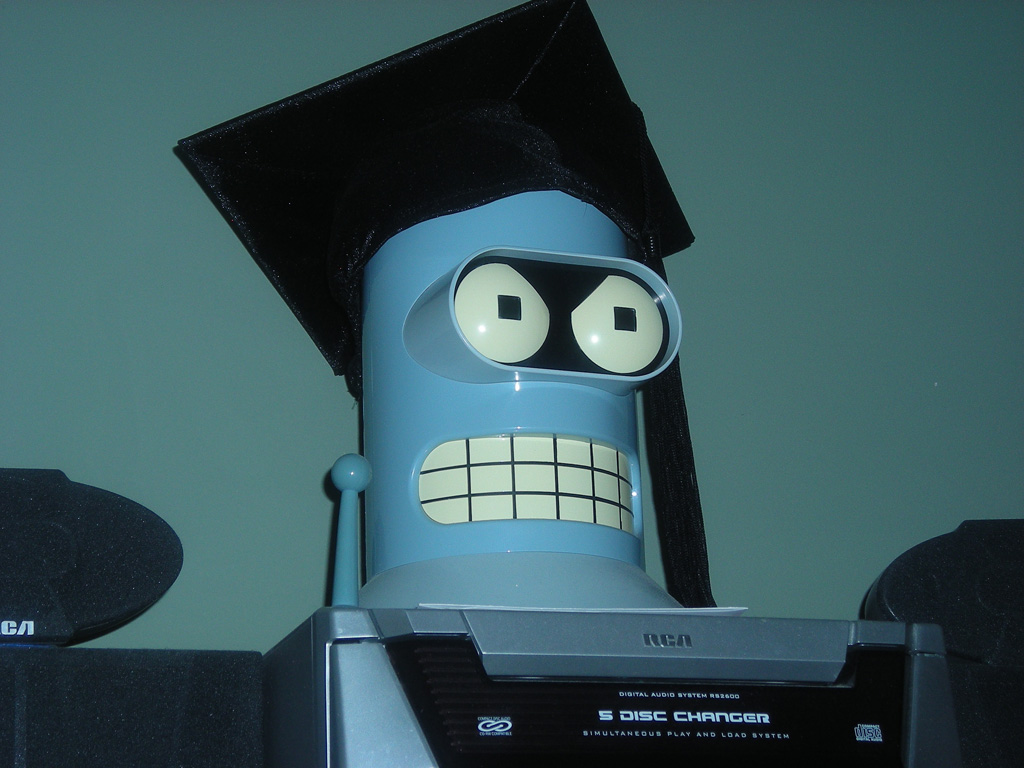 Bender wearing my cap