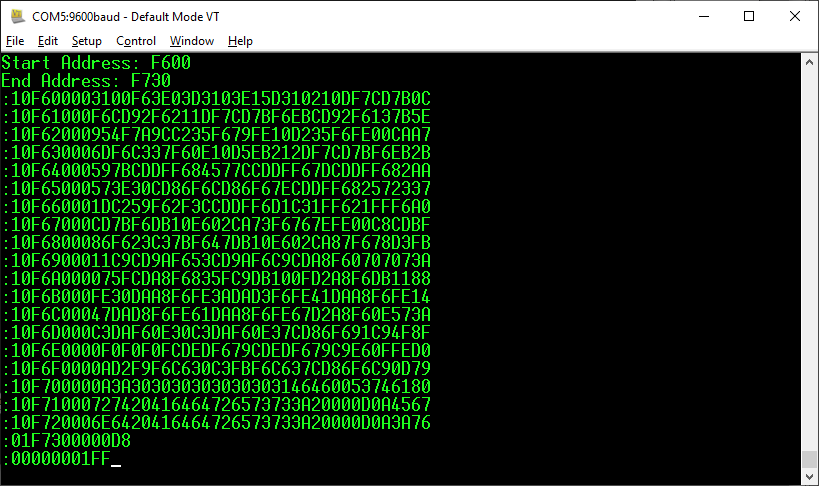 The output of the HexDump program