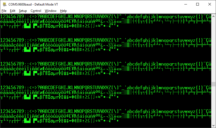 The output of the PrintCharTest