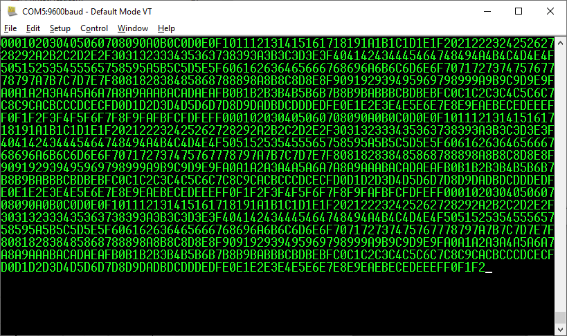 The output of the PrintHex8Test